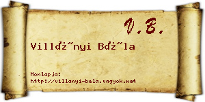 Villányi Béla névjegykártya