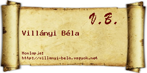 Villányi Béla névjegykártya