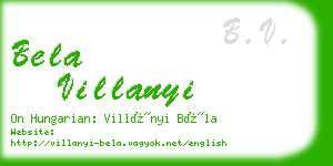 bela villanyi business card
